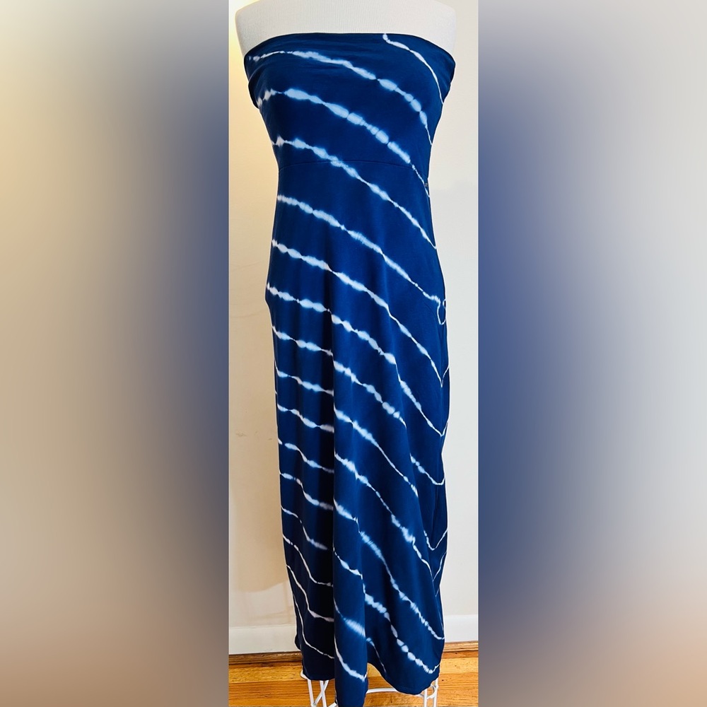 Roxy Navy Blue & White Long Strapless Maxi Dress or Skirt, Medium